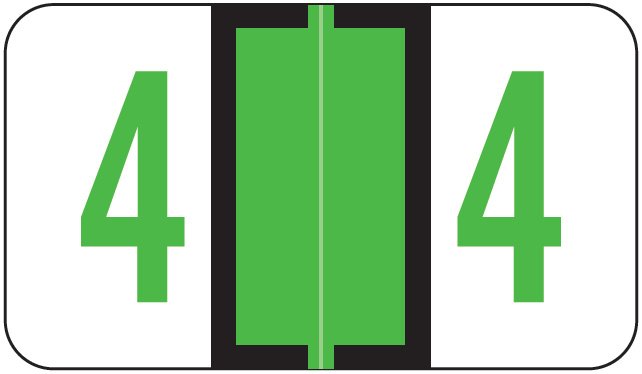 Jeter 6190 Match JXNM Series Numeric Roll Labels - Number 4 - Light Green