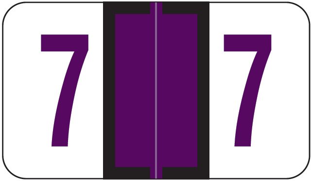 Jeter 6190 Match JXNM Series Numeric Roll Labels - Number 7 - Purple