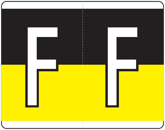 Kardex PSF-139 Match KXAM Series Alpha Roll Labels - Letter F - Black and Yellow