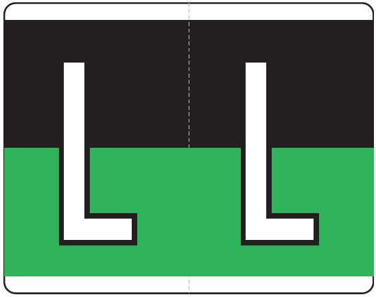 Kardex PSF-139 Match KXAM Series Alpha Roll Labels - Letter L - Black and Green