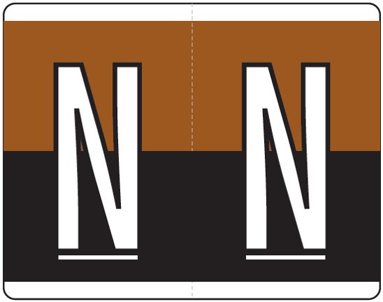 Kardex PSF-139 Match KXAM Series Alpha Roll Labels - Letter N - Brown and Black