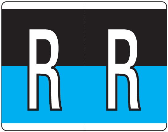 Kardex PSF-139 Match KXAM Series Alpha Roll Labels - Letter R - Black and Blue