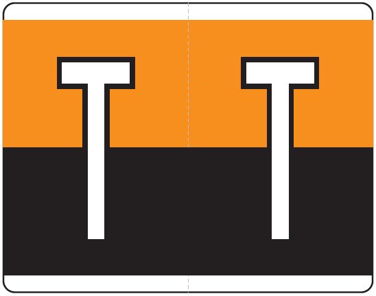 Kardex PSF-139 Match KXAM Series Alpha Roll Labels - Letter T - Orange and Black