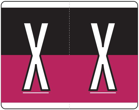 Kardex PSF-139 Match KXAM Series Alpha Roll Labels - Letter X - Black and Purple