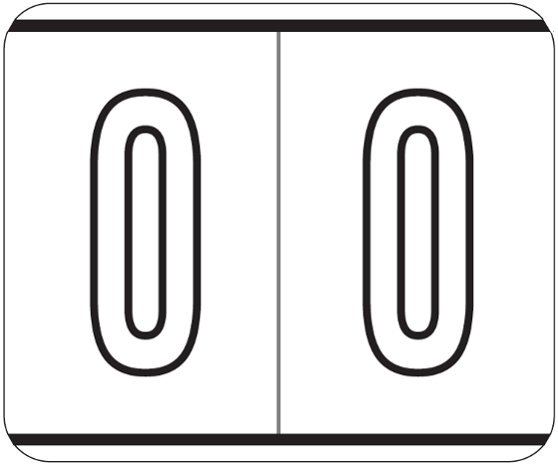 Kardex PSF-138 Match KXNM Series Numeric Roll Labels - Number 0 - White