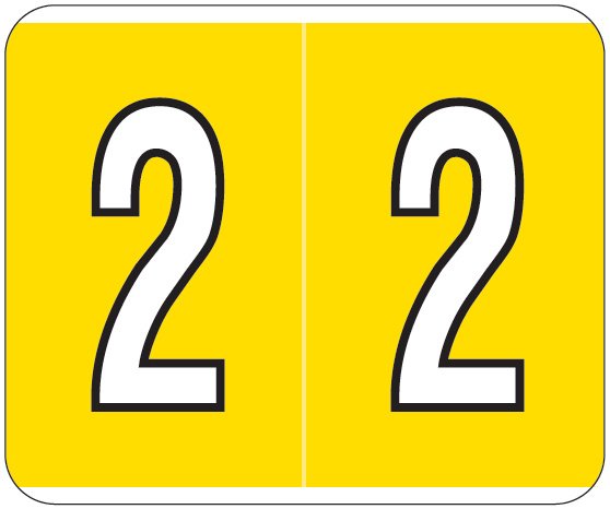 Kardex PSF-138 Match KXNM Series Numeric Roll Labels - Number 2 - Yellow