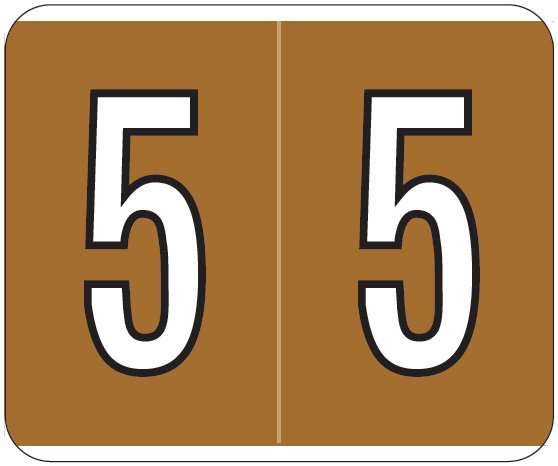 Kardex PSF-138 Match KXNM Series Numeric Roll Labels - Number 5 - Brown