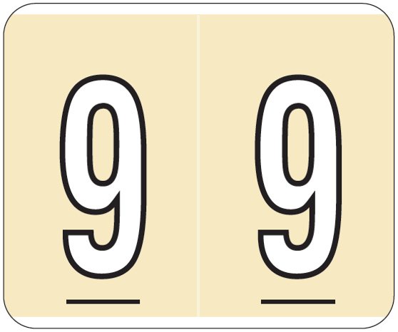 Kardex PSF-138 Match KXNM Series Numeric Roll Labels - Number 9 - Tan