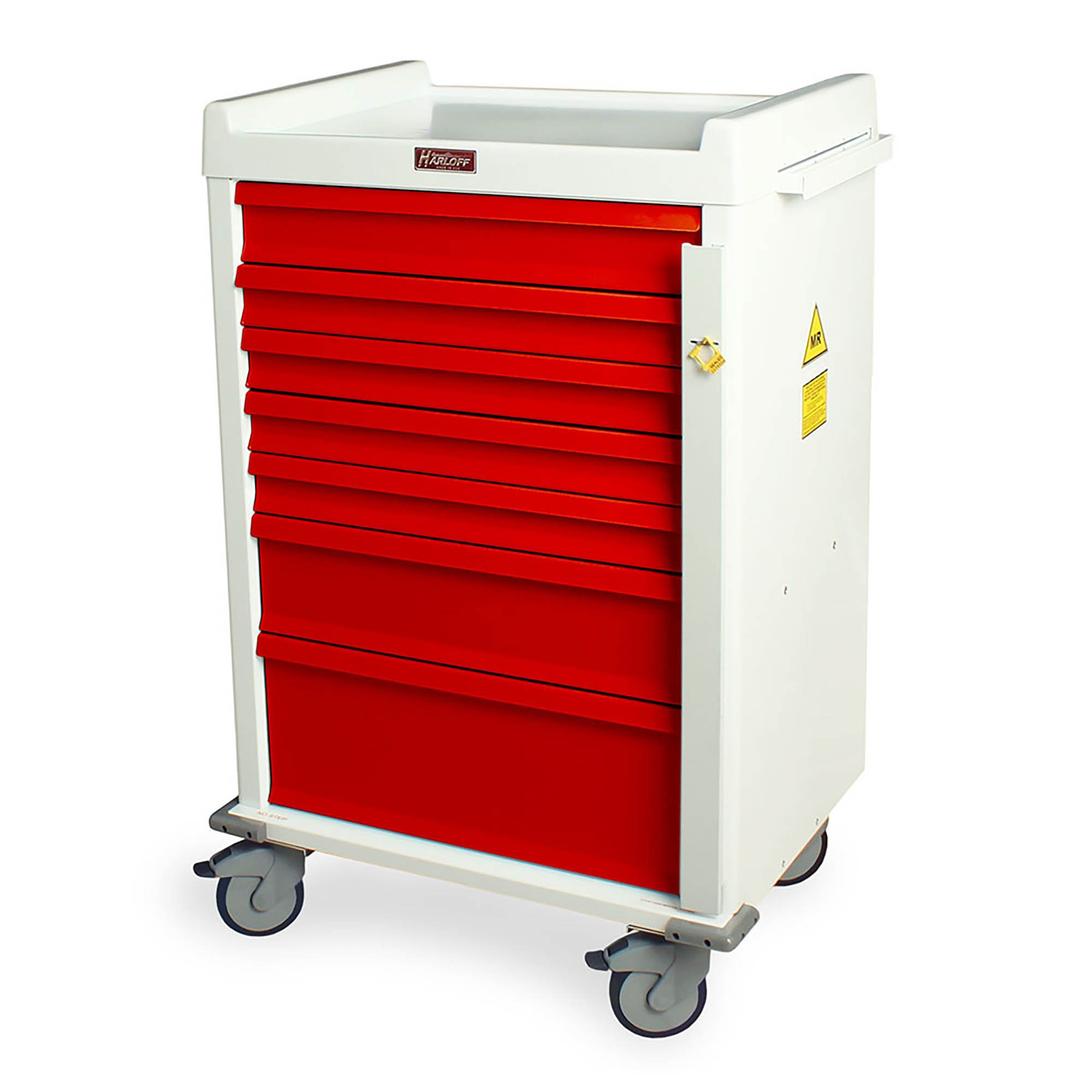 Harloff MR7B MR-Conditional Emergency Cart Seven Drawer with