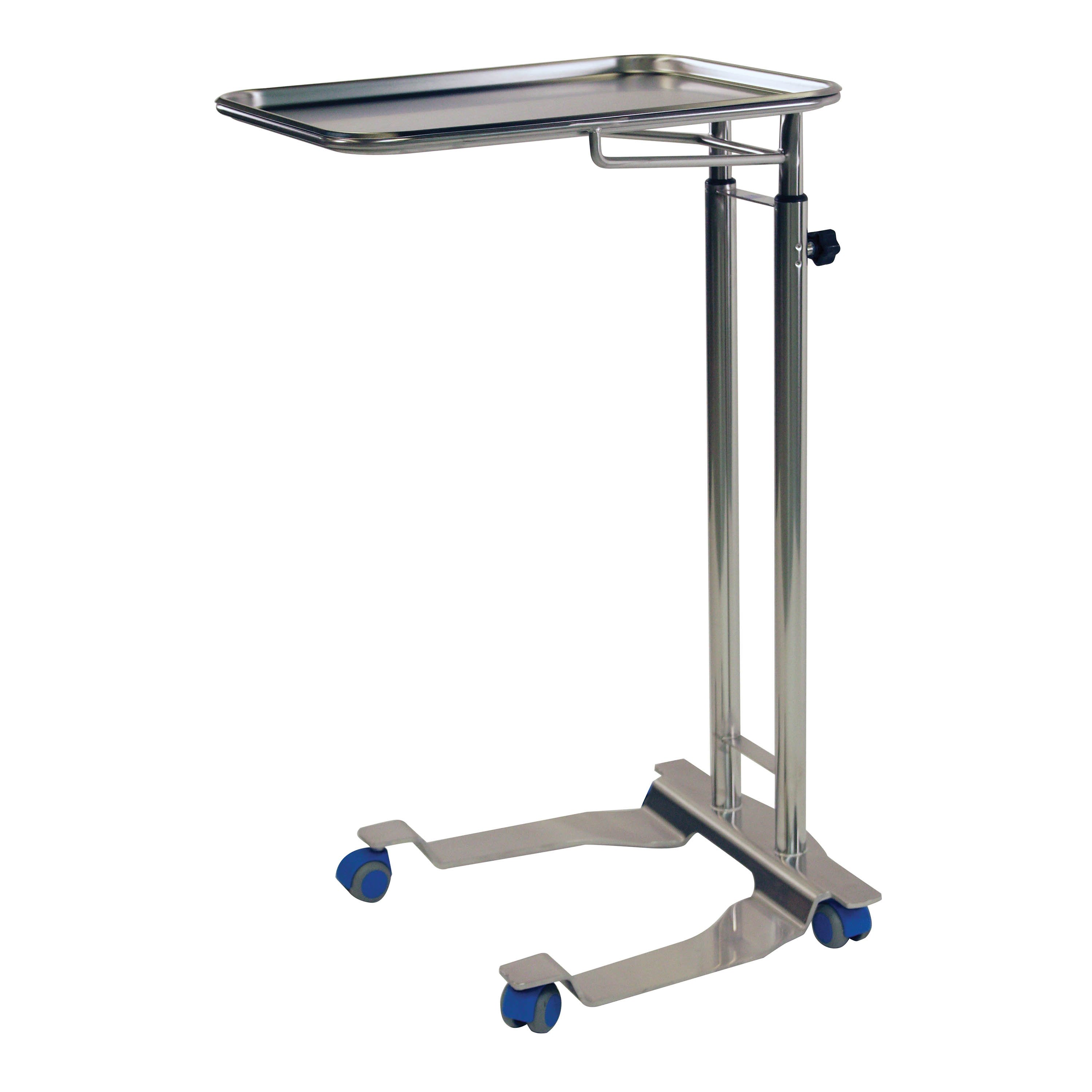 Pedigo Stainless Steel 4-Wheel Base Hand Operated Mayo Stand with 16.25