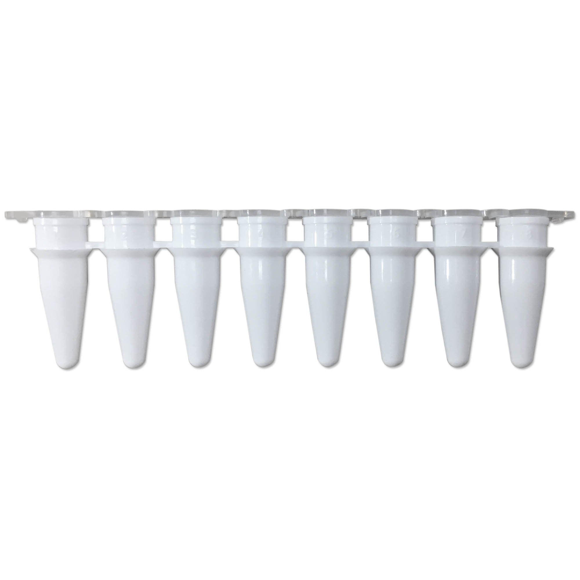 MTC Bio 0.2mL qPCR White 8-Tube Strips Separate Optical Cap Strips