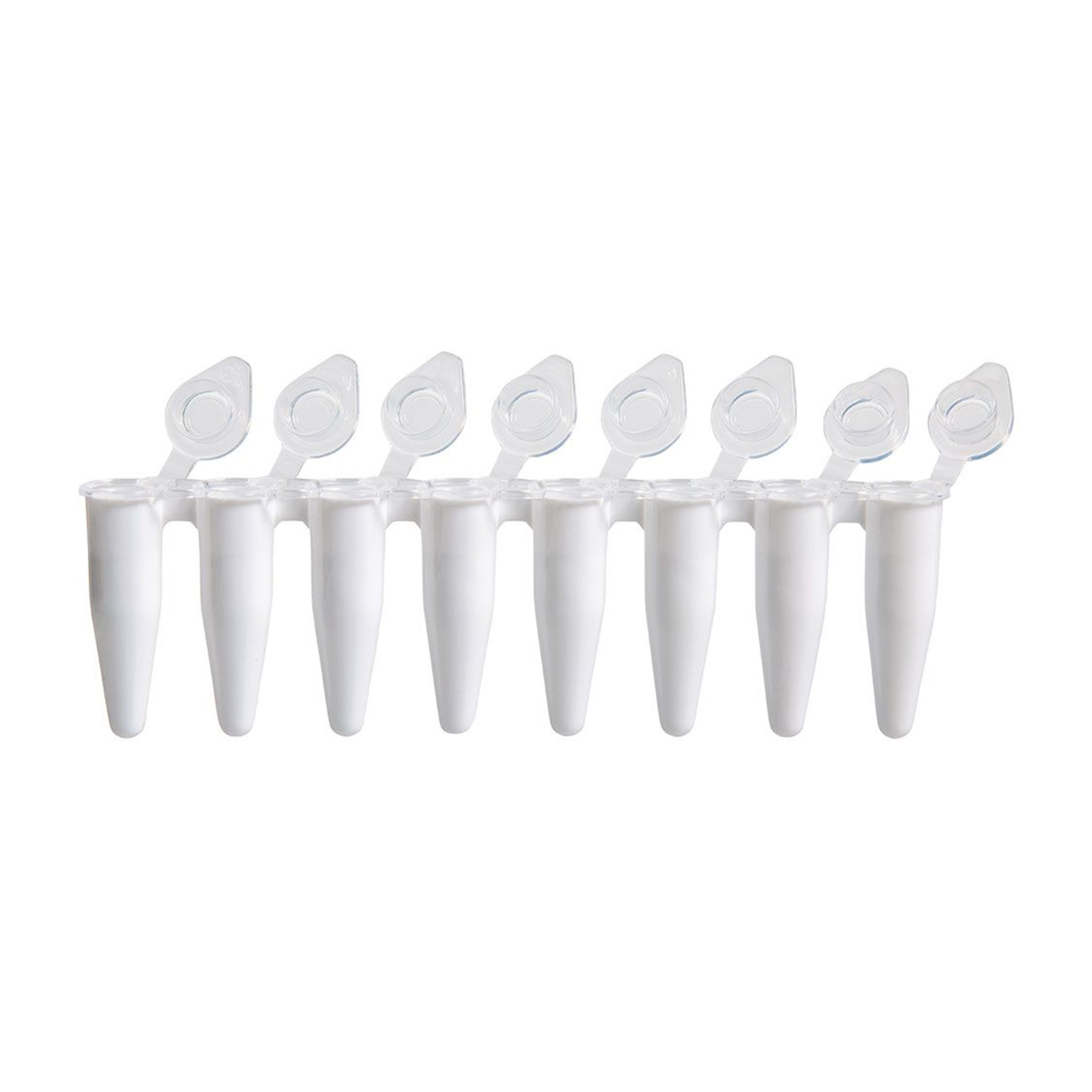 DiamondLink™ 0.2 mL 8-Strip PCR Tube with Individually Attached Flat Cap - White (Box of 120)