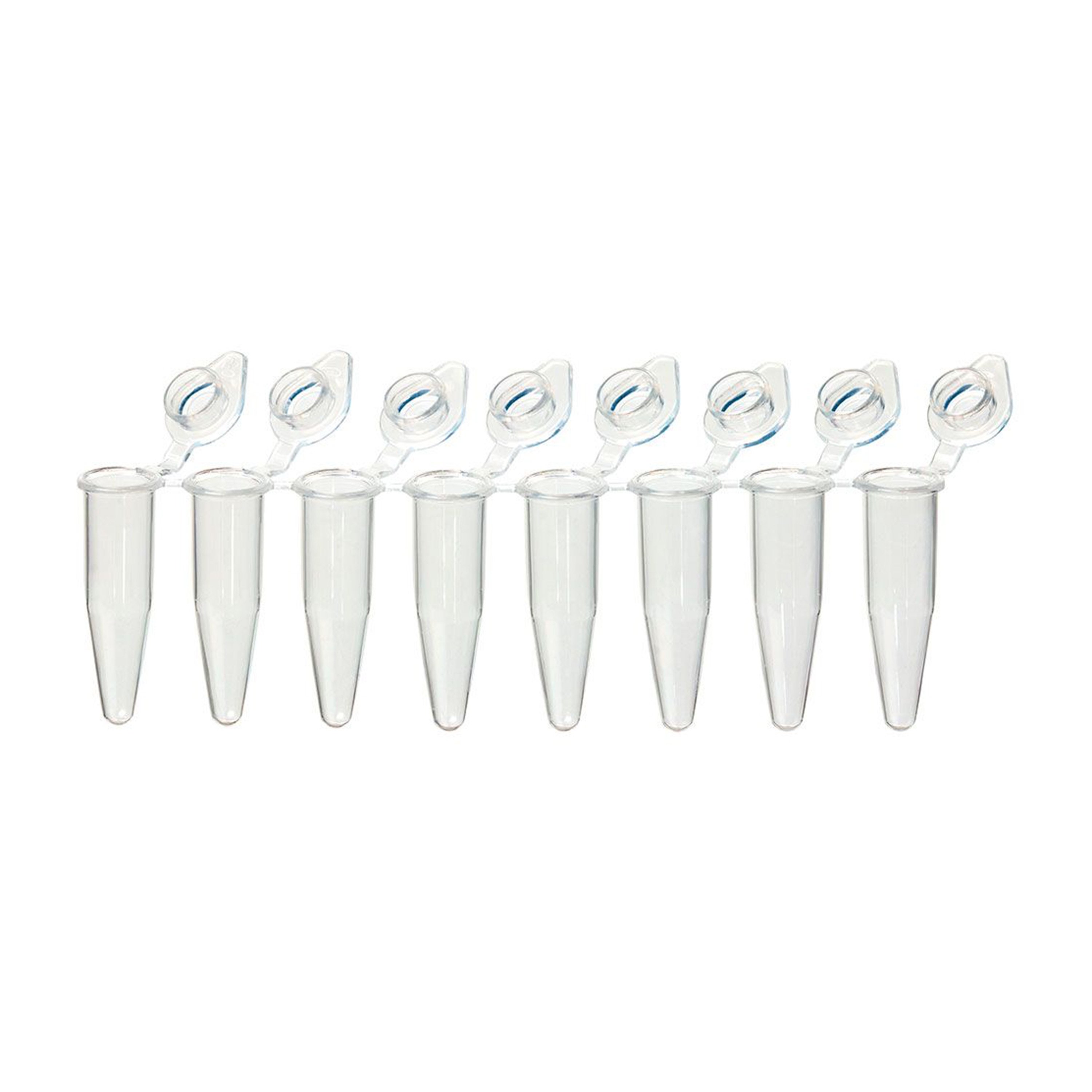 QuickSnap™ 0.2 mL 8-Strip PCR Tube with Individually Attached Cap - Flat Cap, Clear (Box of 120)