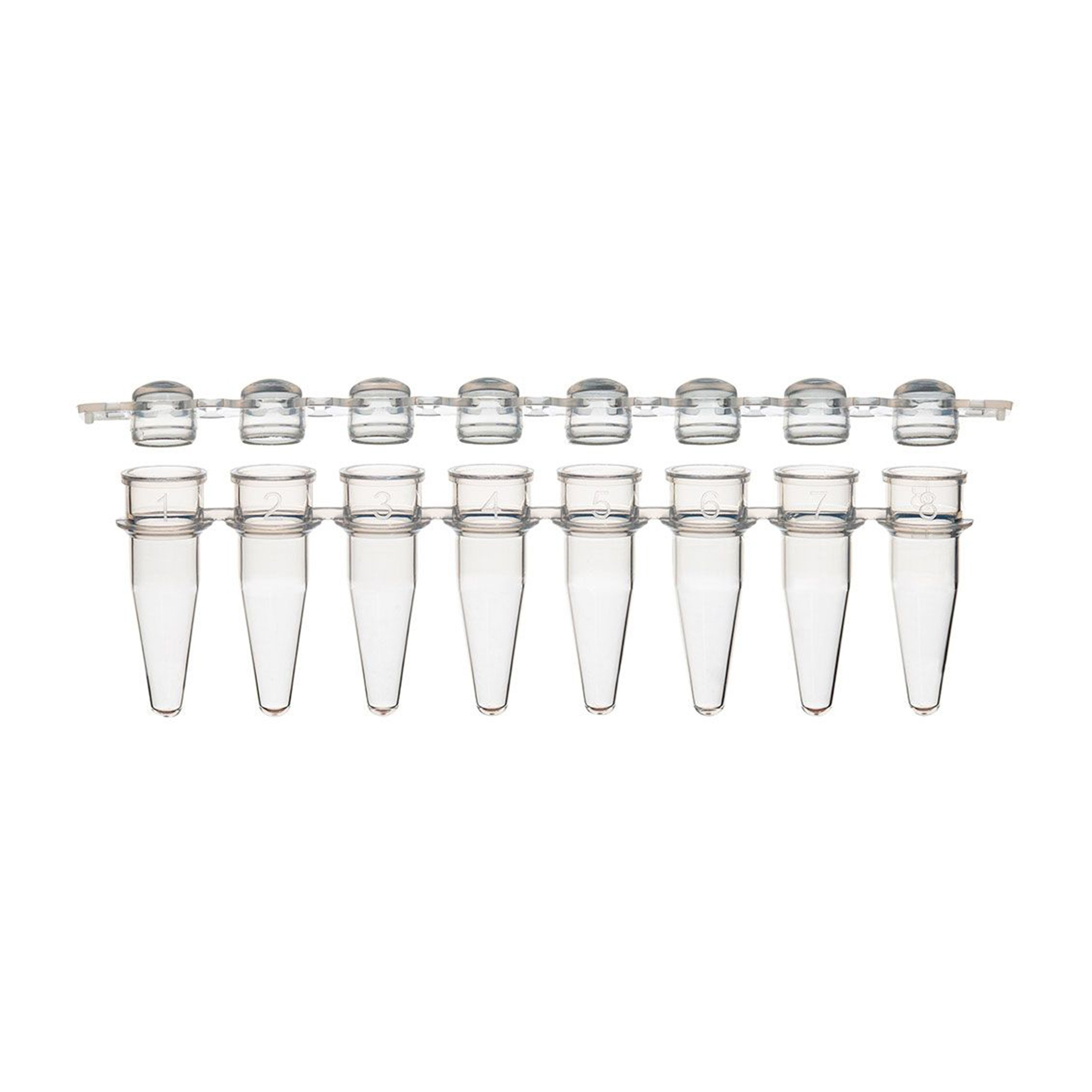 0.2 mL 8-Strip PCR Tube with Separate Cap Strip - Dome Cap (Box of 125)