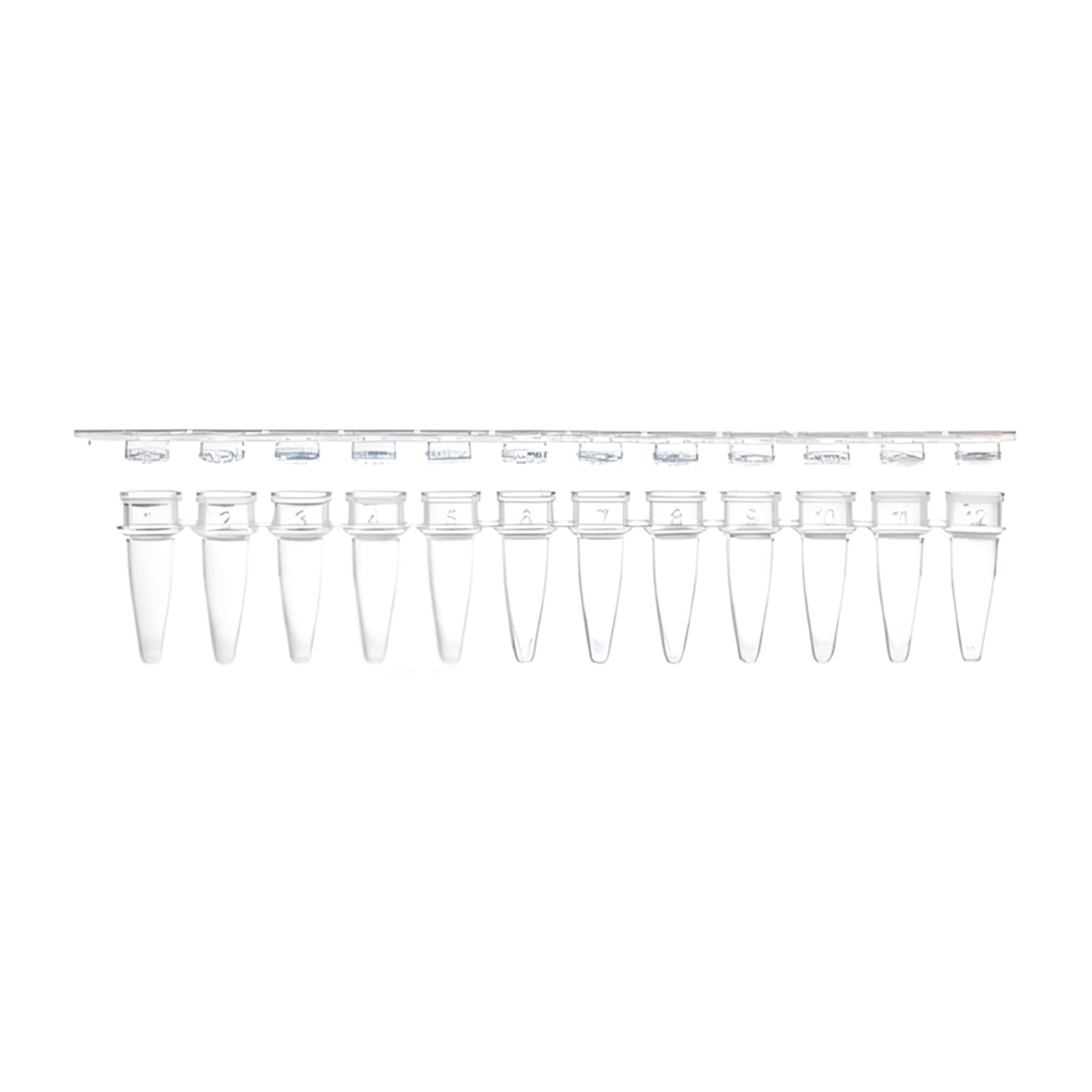 0.2 mL 12-Strip PCR Tube with Separate Cap Strip - Flat Cap (Box of 80)