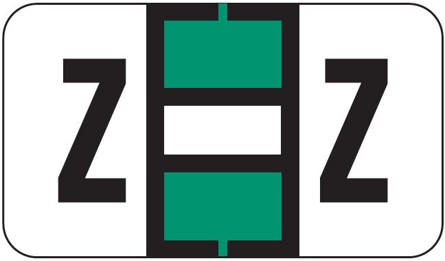 POS 2000 Match PP3R Series Alpha Sheet Labels - Letter Z - Dark Green and White