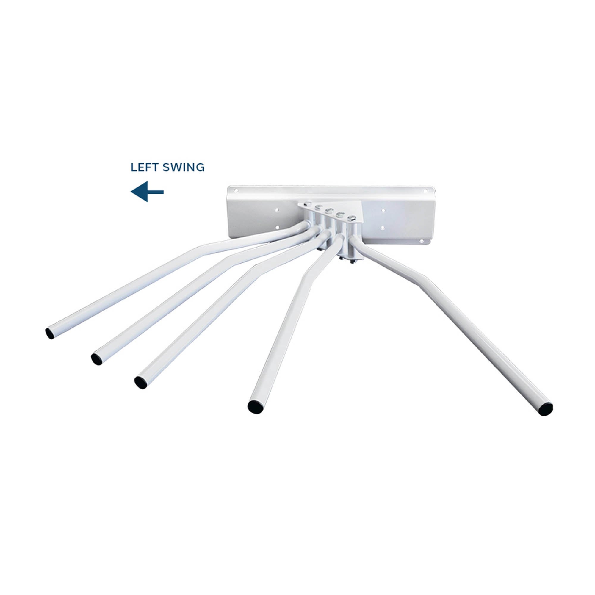 Wall Mounted Apron Rack with 5 Swing Rods - Left Swing
