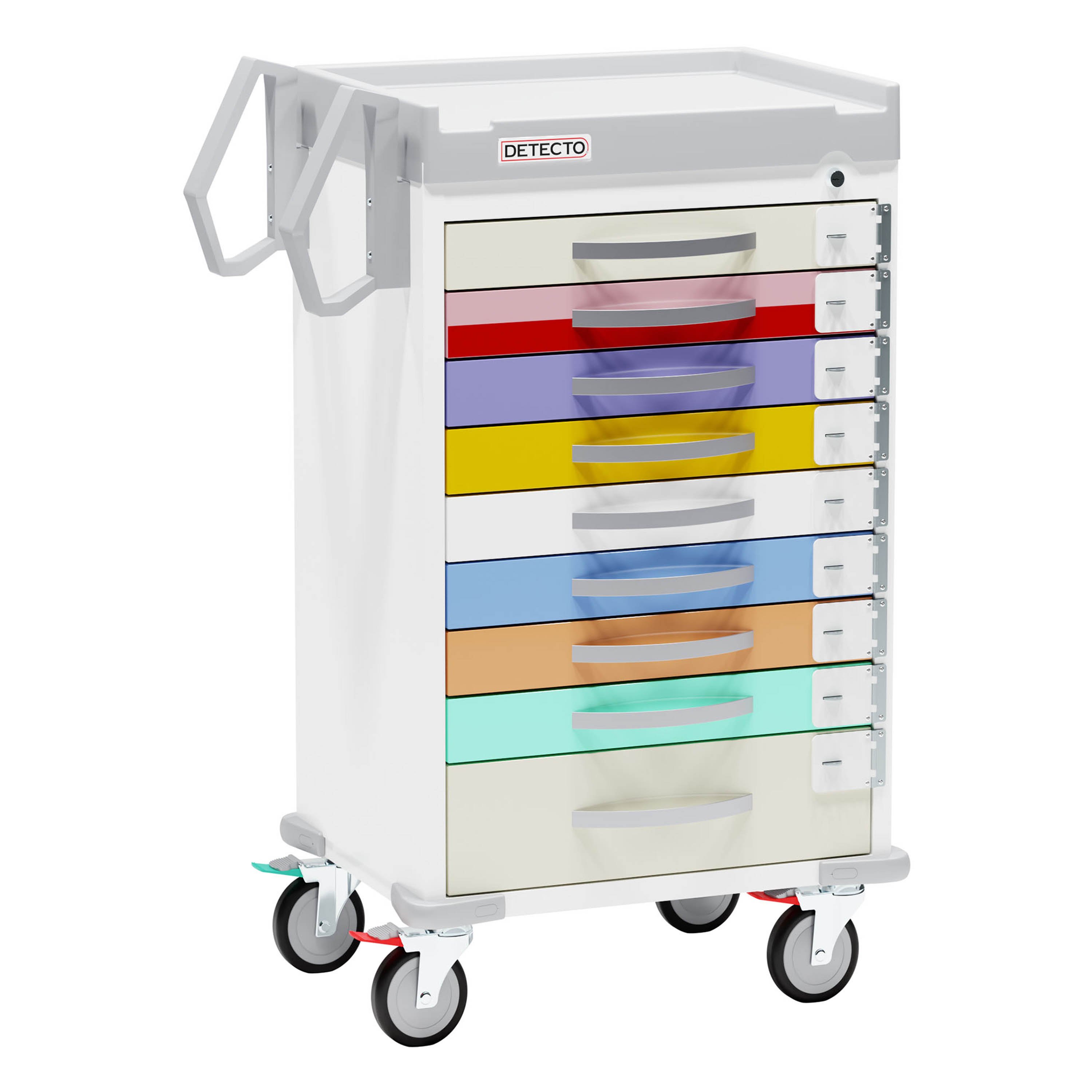 Detecto Rescue Series Pediatric Medical Cart 9 Multicolor Drawers