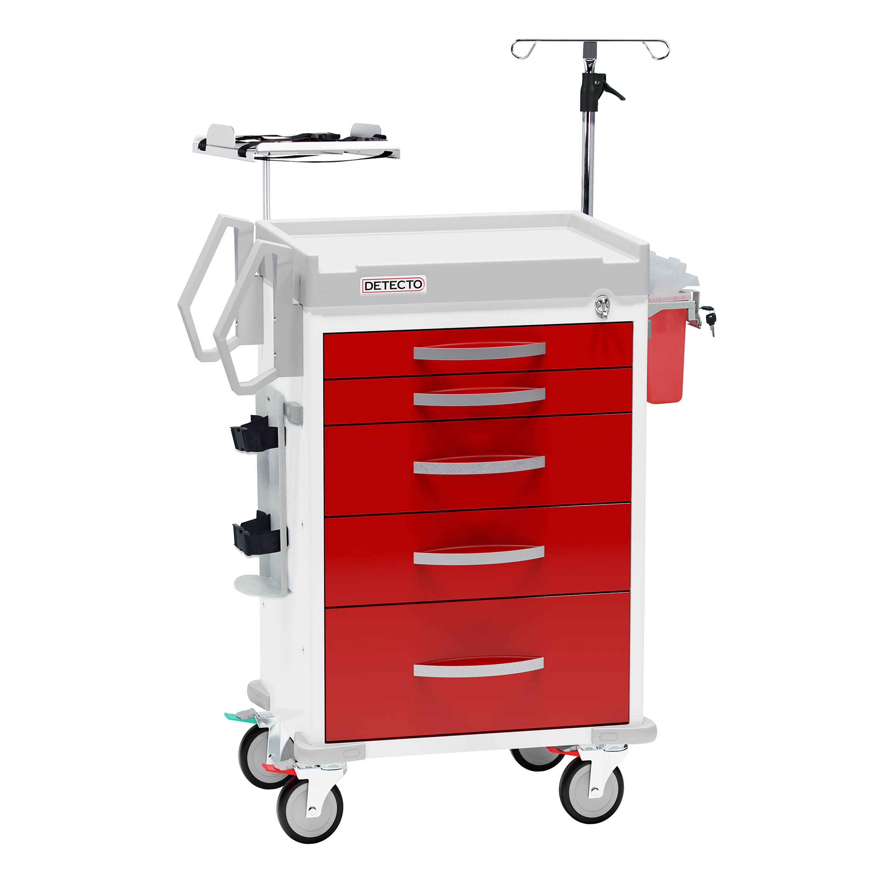(未使用･未開封品)　Pro-Auto 1/2"DR.40PC.ツールキット レッド TE-440R qdkdu57 Detecto Rescue Series Loaded ER Medical Cart with 5 Red Drawers