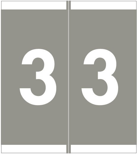 Barkley FNSFM Match SFNM Series Numeric Roll Labels - Number 3 - Gray