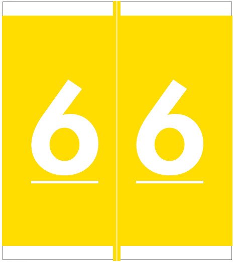 Barkley FNSFM Match SFNM Series Numeric Roll Labels - Number 6 - Yellow