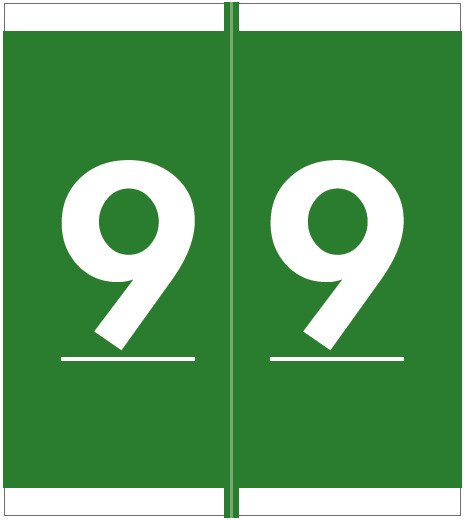 Barkley FNSFM Match SFNM Series Numeric Roll Labels - Number 9 - Green
