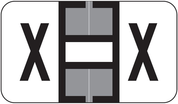 Safeguard 511 Match SG3R Series Alpha Sheet Labels - Letter X - Gray and White