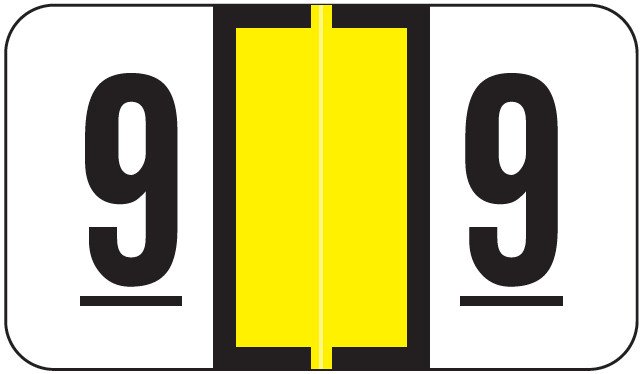 Safeguard Match SGNM Series Numeric Roll Labels - Number 9 - Yellow