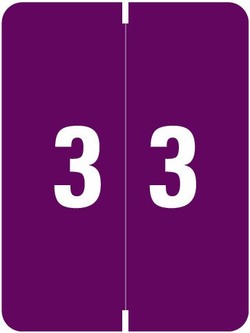 Smead XLCC Match SMNM Series Numeric Roll Labels - Number 3 - Purple