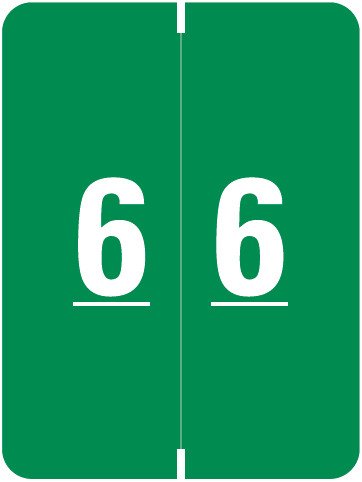 Smead XLCC Match SMNM Series Numeric Roll Labels - Number 6 - Green
