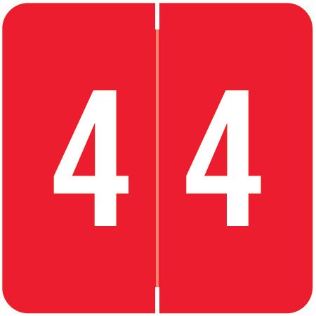 Sav-Tyme/SFI Match STNM Series Numeric Roll Labels - Number 4 - Red