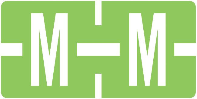 Tab Products Match TBAV Series Alpha Roll Labels - Letter M - Fluorescent Green