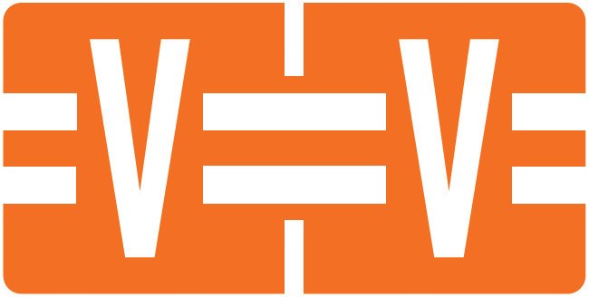 Tab Products Match TBAV Series Alpha Roll Labels - Letter V - Dark Orange