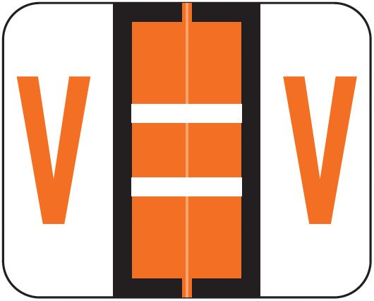 Smead BCCR Match TPAM Series Alpha Roll Labels - Letter V - Orange