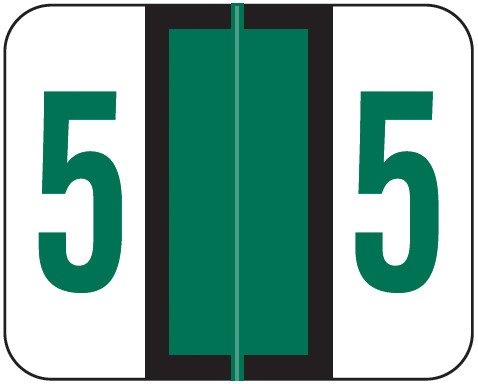 Smead BCCRN Match TPNM Series Numeric Roll Labels - Number 5 - Green