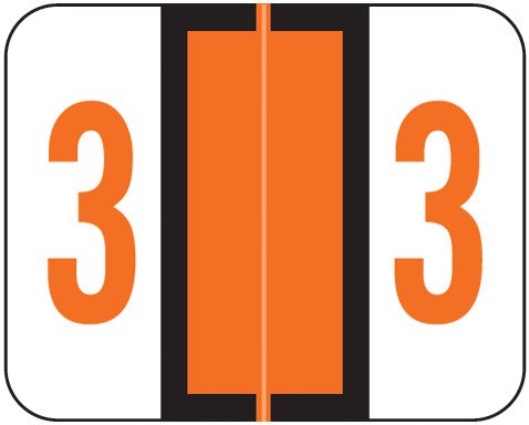 Tab Products Match TPNV Series Numeric Roll Labels - Number 3 - Orange