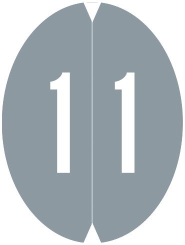 VRE GBS 8857 Match VONM Series Numeric Oval Labels - Number 1 - Gray