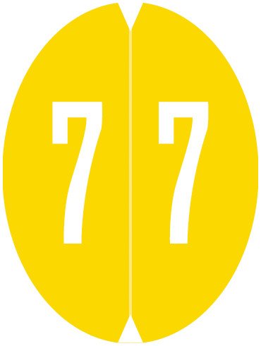 VRE GBS 8857 Match VONM Series Numeric Oval Labels - Number 7 - Yellow