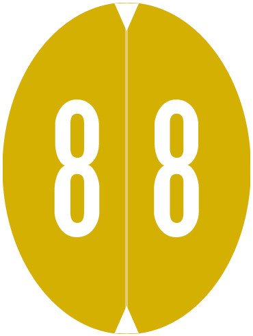 VRE GBS 8857 Match VONM Series Numeric Oval Labels - Number 8 - Gold