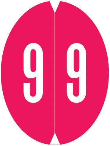 VRE GBS 8857 Match VONM Series Numeric Oval Labels - Number 9 - Red