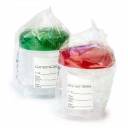Diamond® Essentials™ Specimen Container with Red Full Turn Attached Screw Cap, ID Label, Sterile - 4 oz (Individually Wrapped, Case of 250)