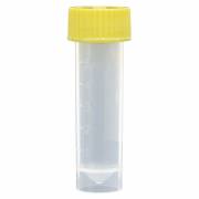 Transport Tubes 5mL - PP Self-Standing Conical Bottom with Unassembled PE Yellow Screw Cap (Case of 1000)