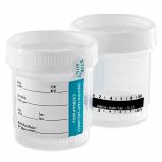 90mL (3oz) Tite-Rite Container with Attached Screw Cap, Tab Seal ID Label and Thermometer Strip - Sterile - Wide Mouth (Case of 300)