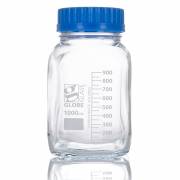Globe Glass™ Square Wide Mouth Media Bottles with GL80 Screw Cap - 1000 mL