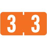 Tab Products 1277 Match Numeric Color Roll Labels - Number 3 - Dark Orange