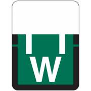 Tab Products 1307 Match Alpha Roll Labels - Letter W - Dark Green Label