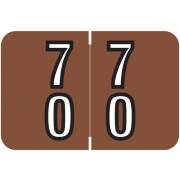 Barkley FDDBM Match BXDM Series Numeric Roll Labels - Number 70 To 79 - Brown