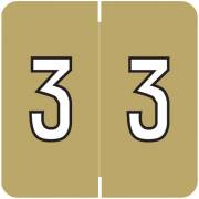 Barkley FNDBM Match BXNM Series Numeric Roll Labels - Number 3 - Gold