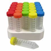 SpectraTube 50mL Sterile Centrifuge Tube with Flat Rainbow Screw Cap - 25/Foam Rack (20 Racks)