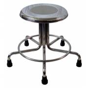 MRI Non-Magnetic Stainless Steel Stool with Rubber Tips - No Backrest - Height Adjustable 15